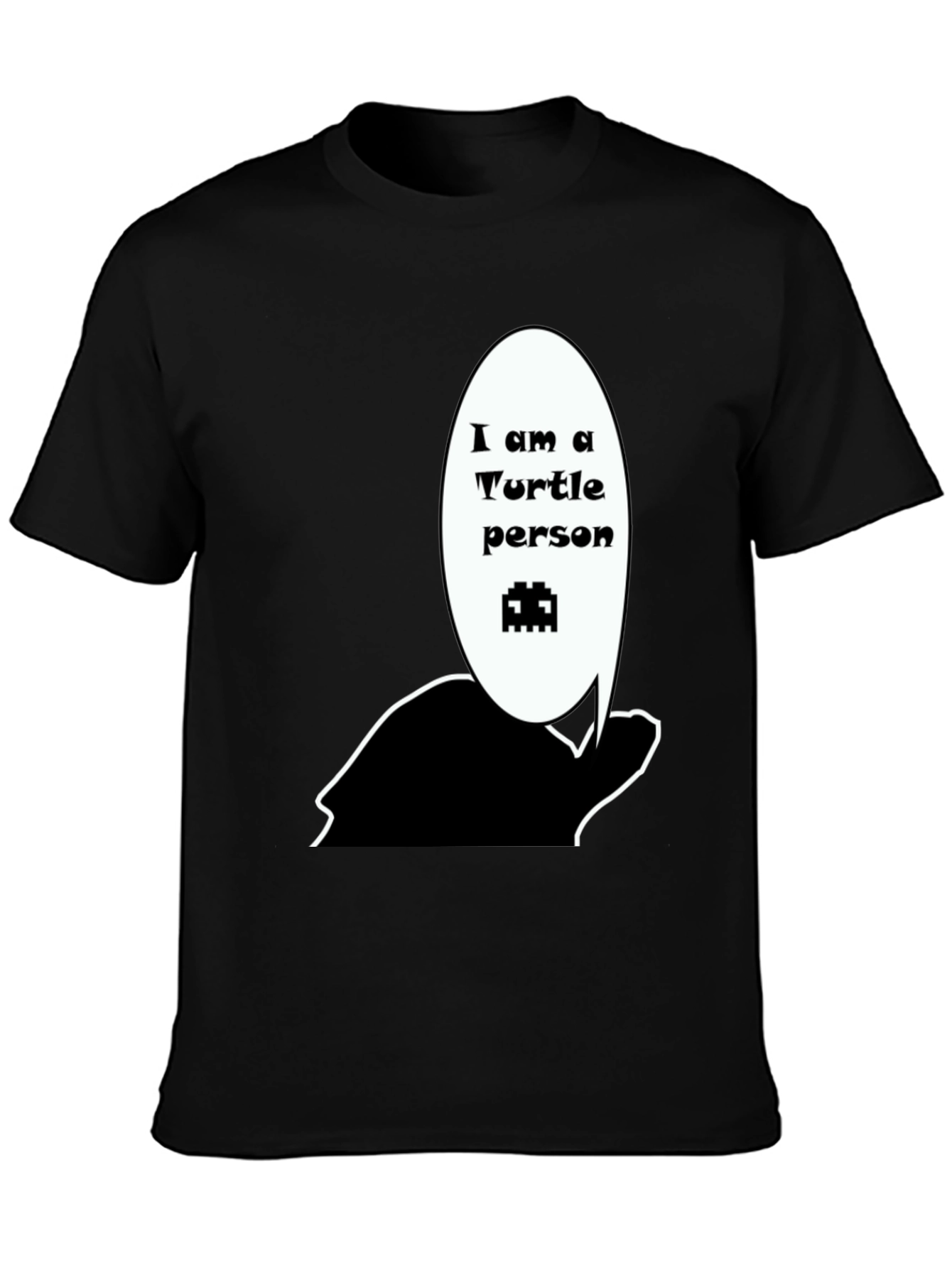 Turtle Person Graphic Black T-Shirt