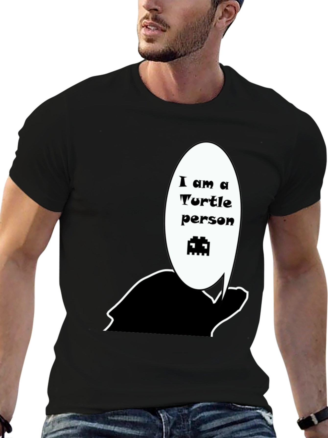Turtle Person Graphic Black T-Shirt