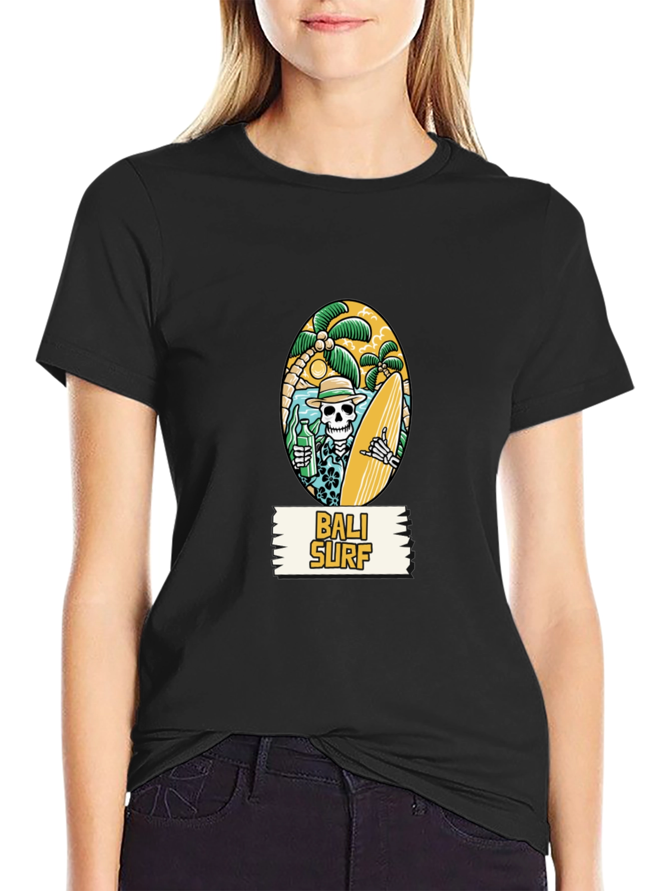 Bali Surf Skeleton Graphic T-Shirt