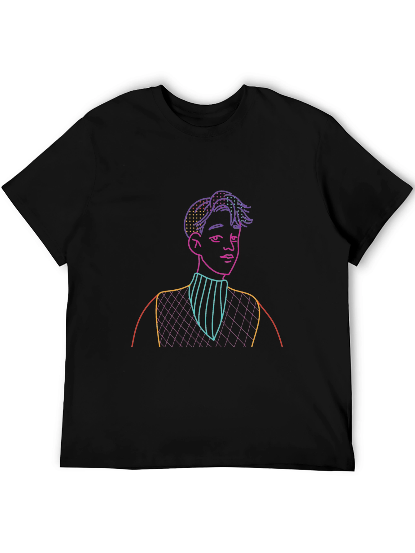 Neon Line Art Graphic T-Shirt