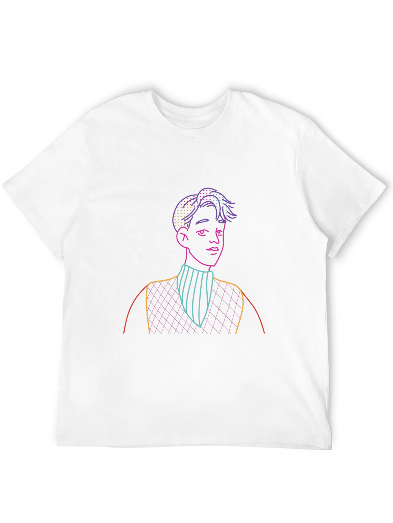 Neon Line Art Graphic T-Shirt