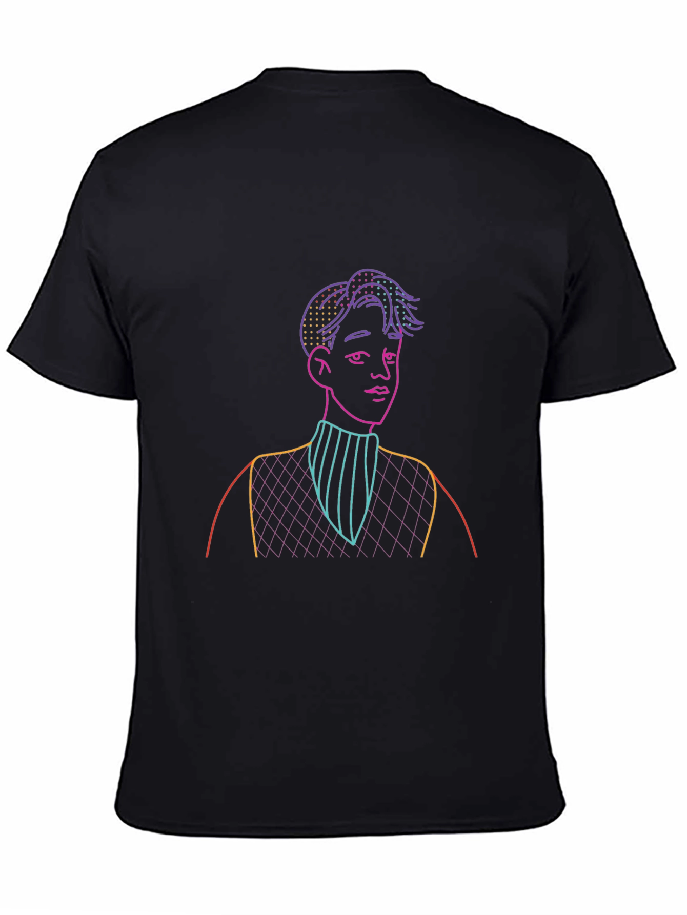 Neon Line Art Graphic T-Shirt