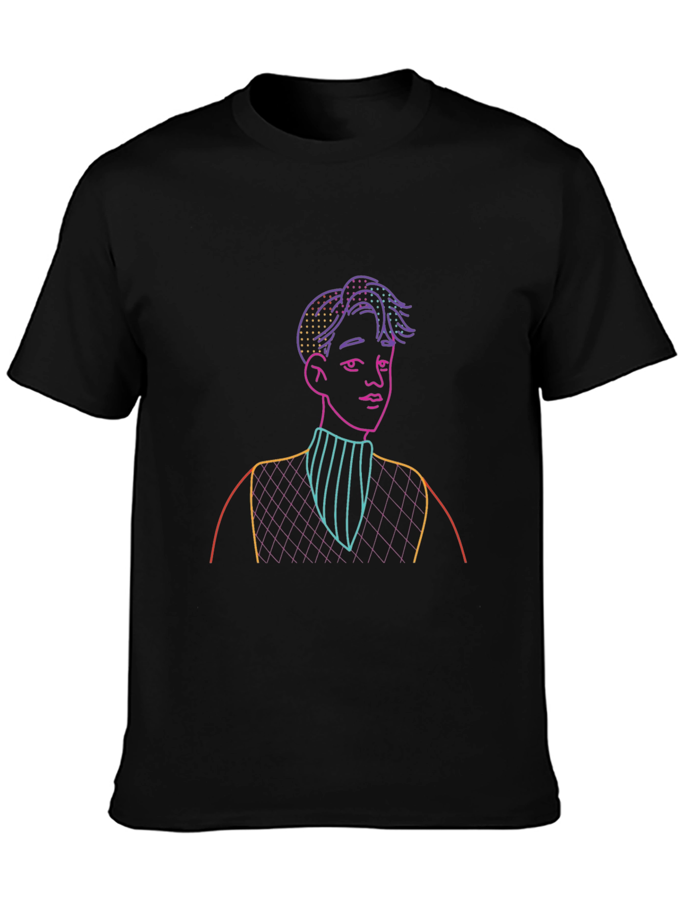 Neon Line Art Graphic T-Shirt
