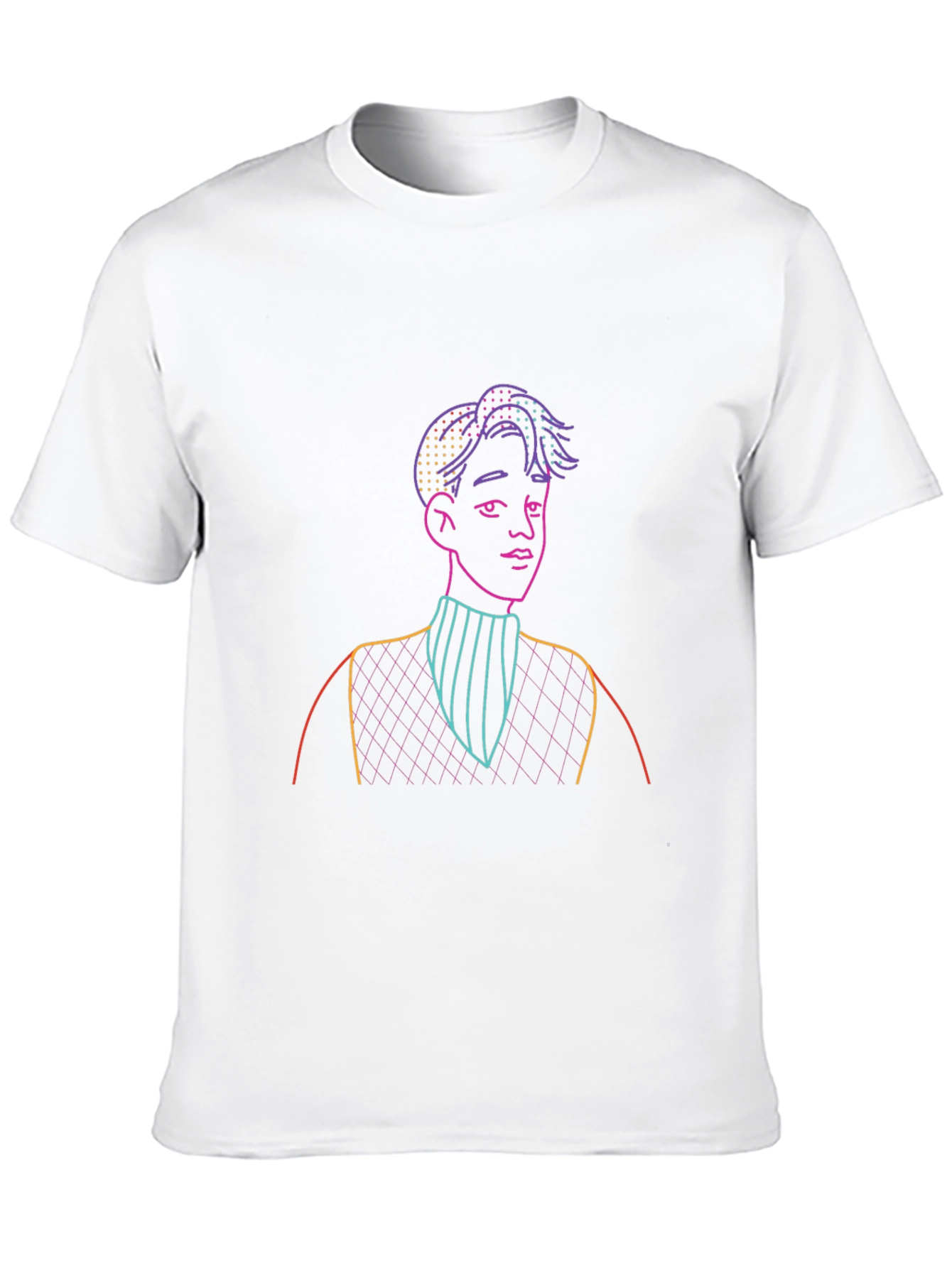 Neon Line Art Graphic T-Shirt