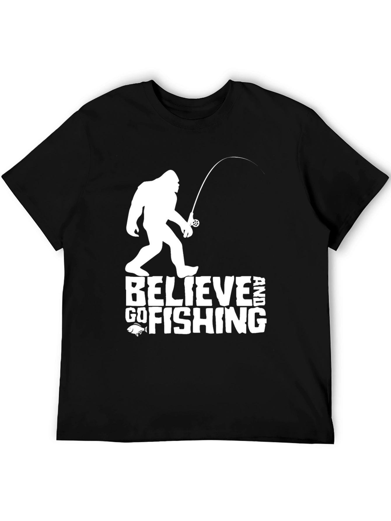 Believe Bigfoot Fishing Tee - Funny Cryptozoology T-Shirt