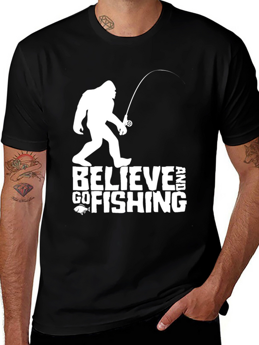 Believe Bigfoot Fishing Tee - Funny Cryptozoology T-Shirt