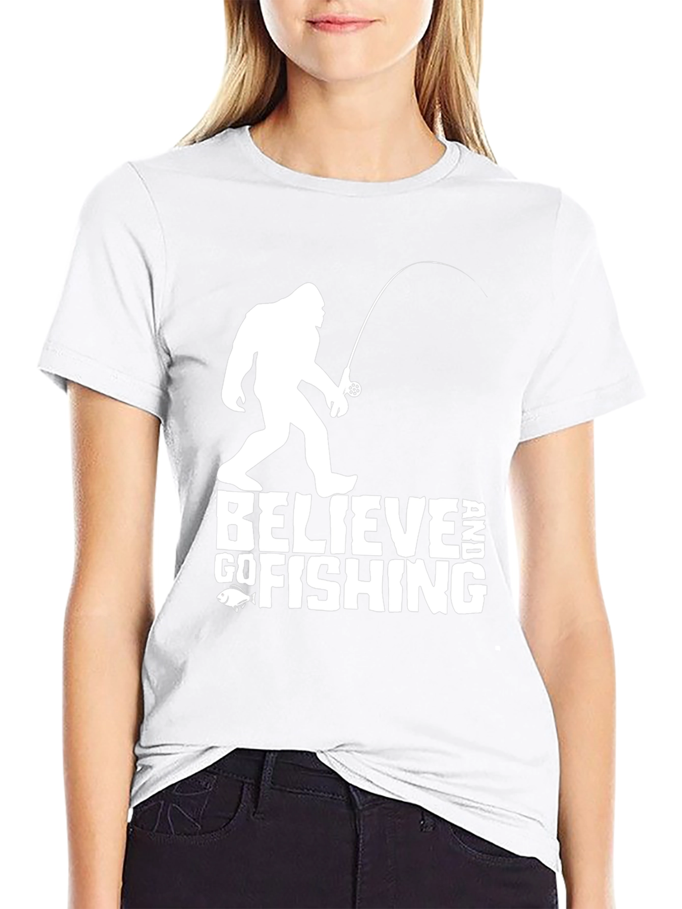 Believe Bigfoot Fishing Tee - Funny Cryptozoology T-Shirt
