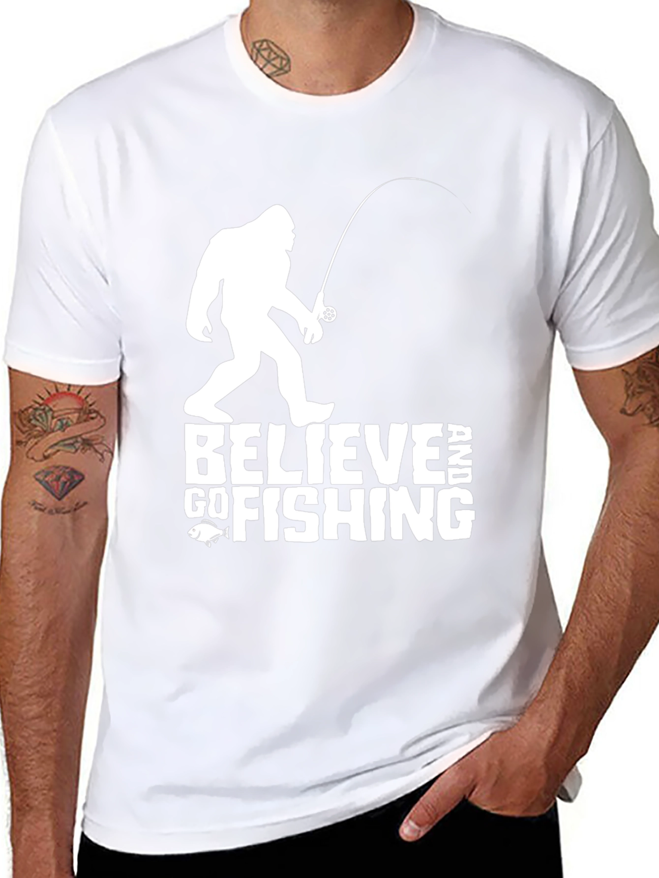 Believe Bigfoot Fishing Tee - Funny Cryptozoology T-Shirt
