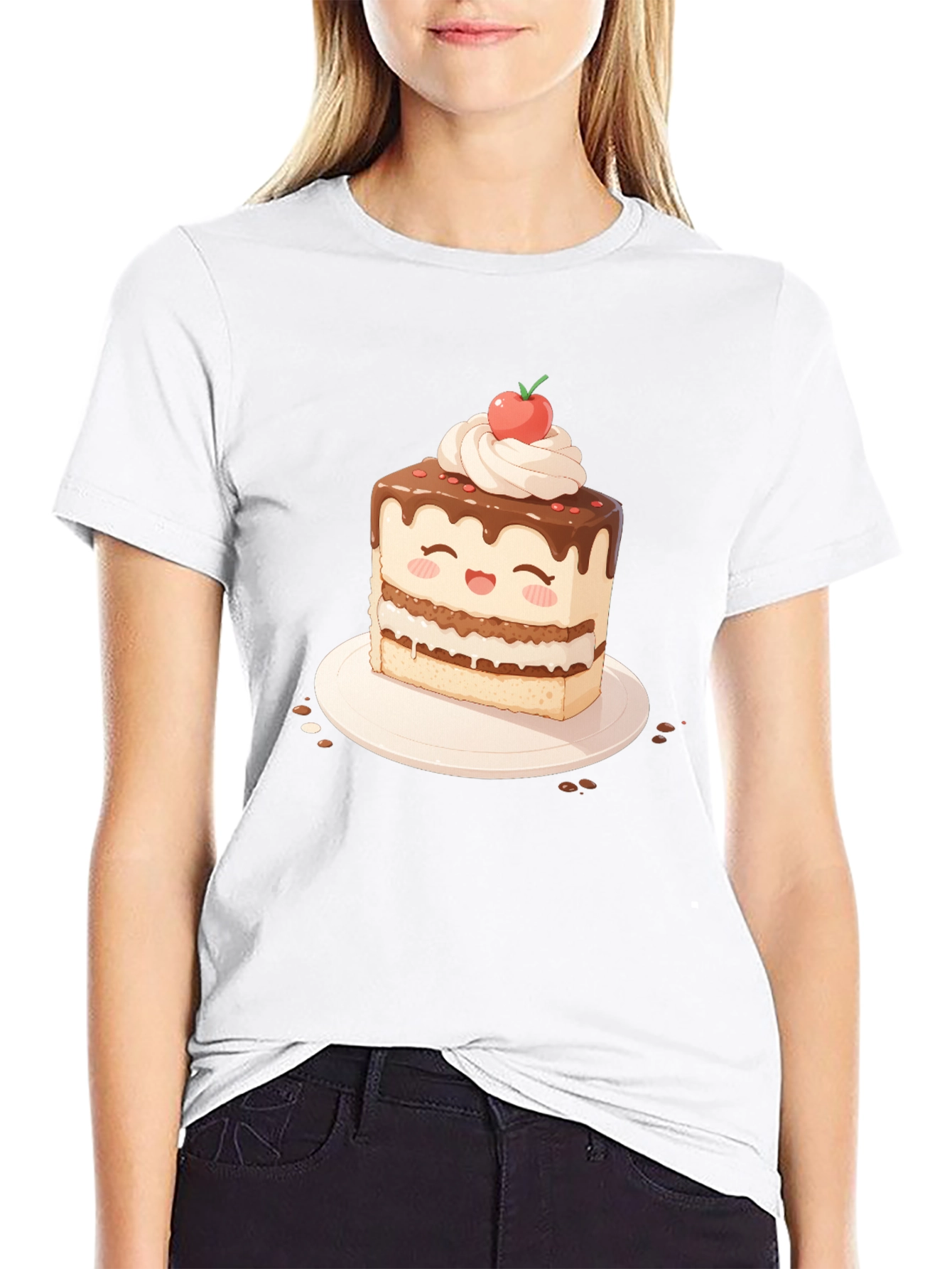 Cute Cake Slice Graphic T-Shirt - Sweet Treat Tee