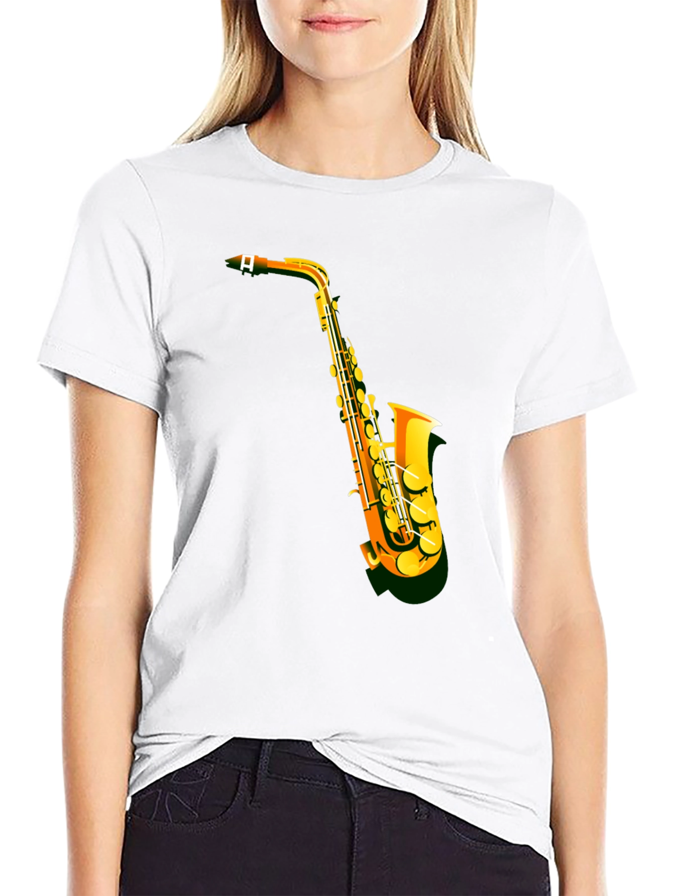 Saxophone Graphic Tee - Black Short Sleeve