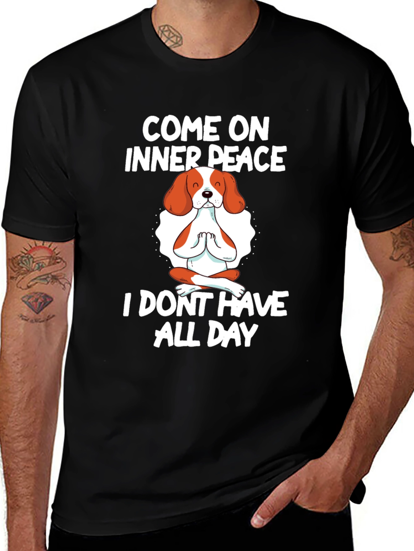 Funny Dog Meditation T-Shirt: Come On Inner Peace
