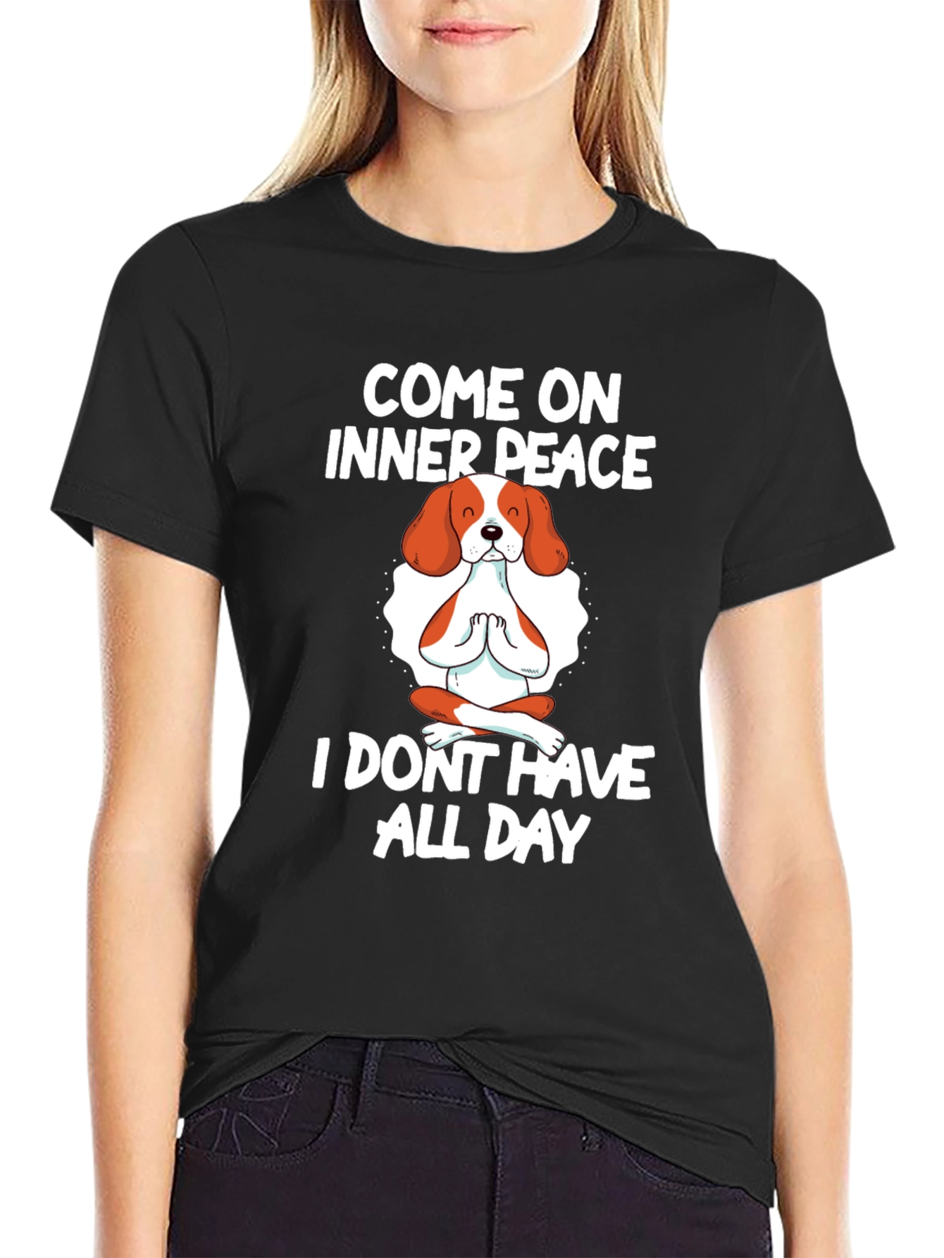 Funny Dog Meditation T-Shirt: Come On Inner Peace