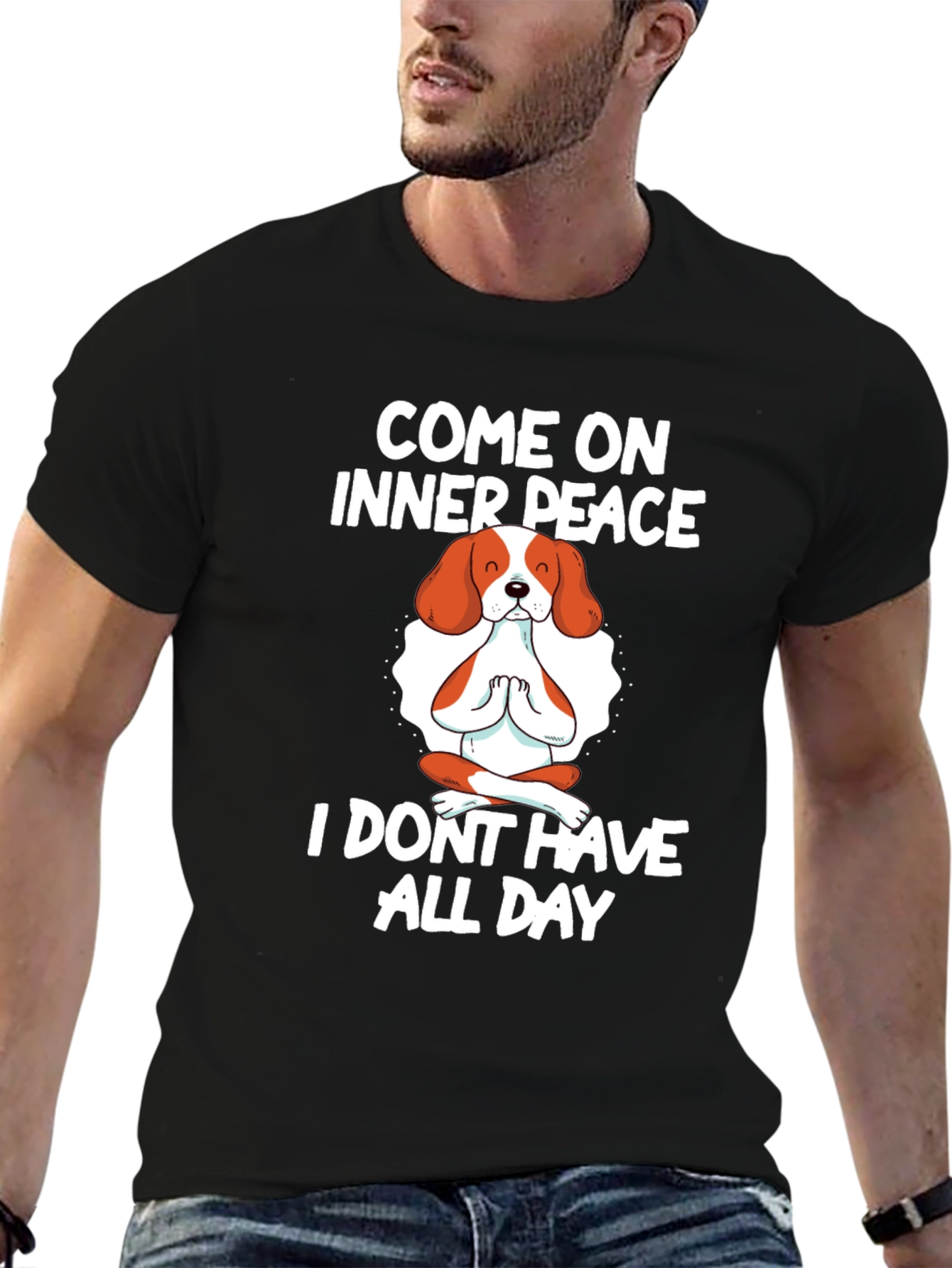 Funny Dog Meditation T-Shirt: Come On Inner Peace