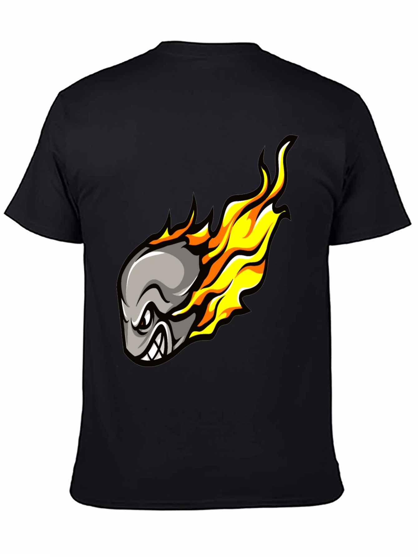 Fiery Meteor Cartoon Graphic Black T-Shirt