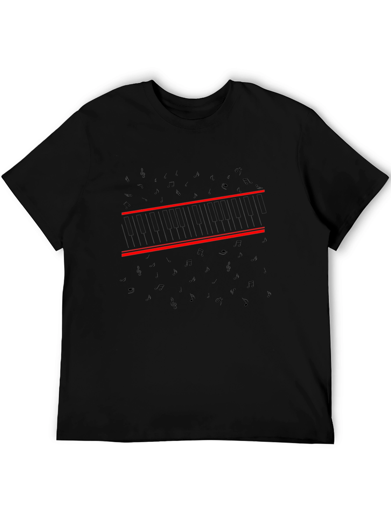 Mens Black T-Shirt with Red Stripe Design