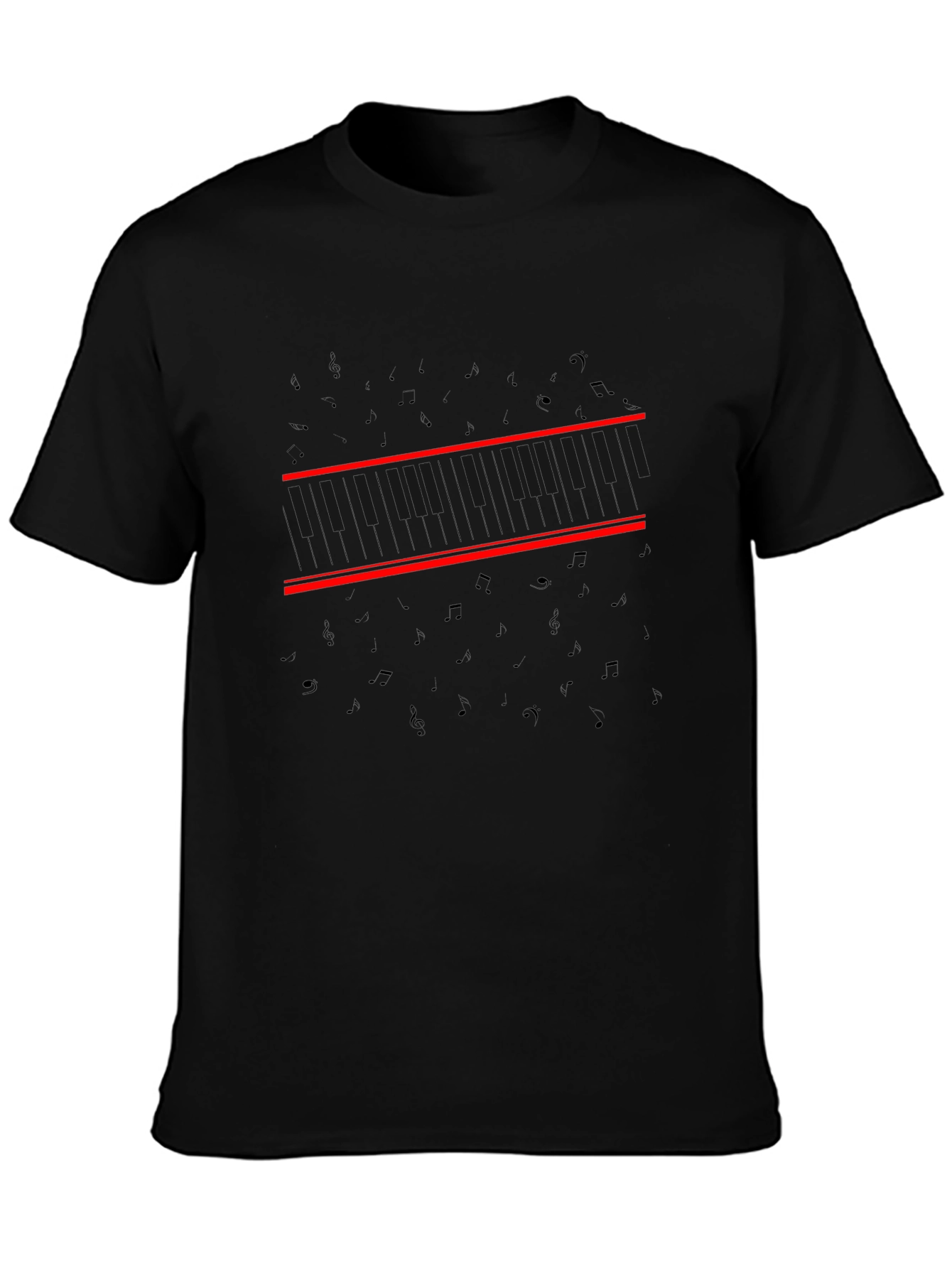Mens Black T-Shirt with Red Stripe Design