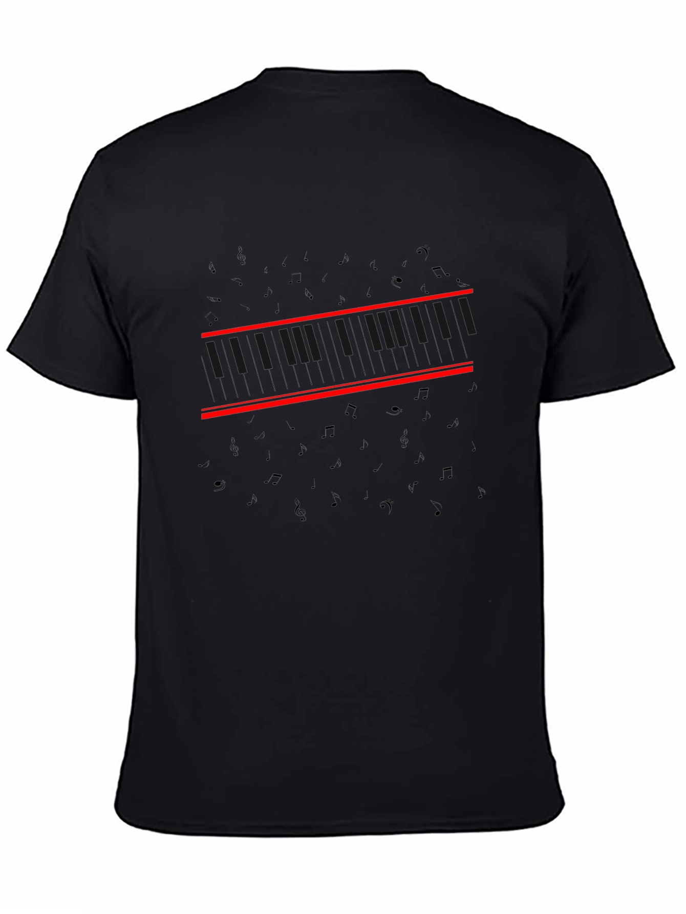 Mens Black T-Shirt with Red Stripe Design