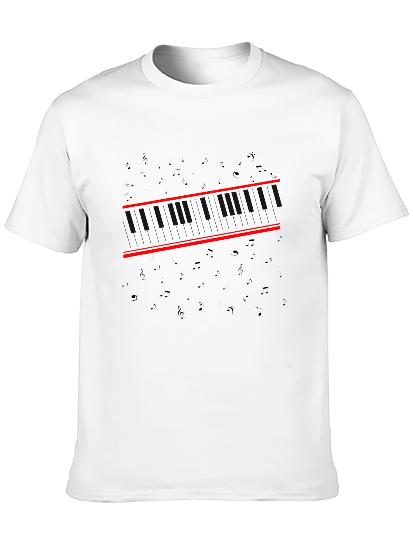 Mens Black T-Shirt with Red Stripe Design