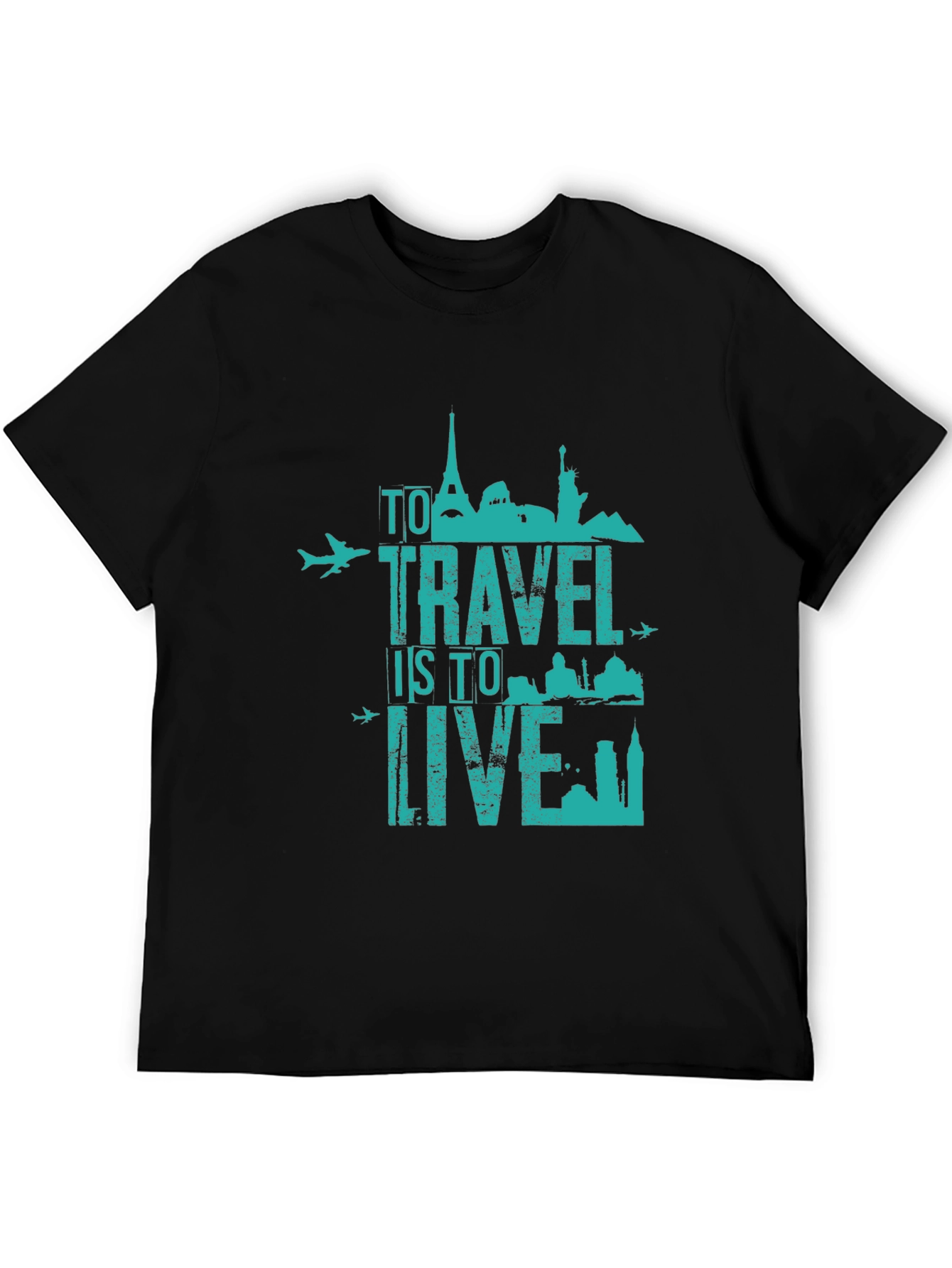 Travel Is To Live Graphic Tee - Black