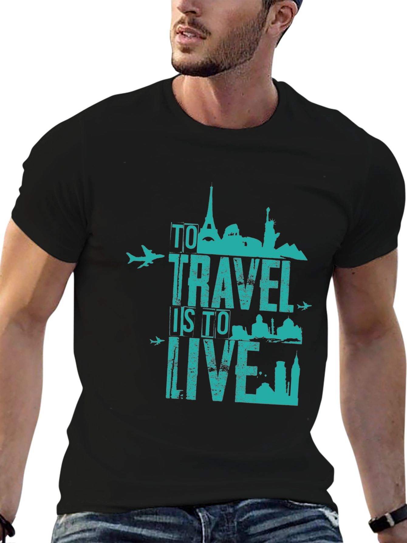 Travel Is To Live Graphic Tee - Black