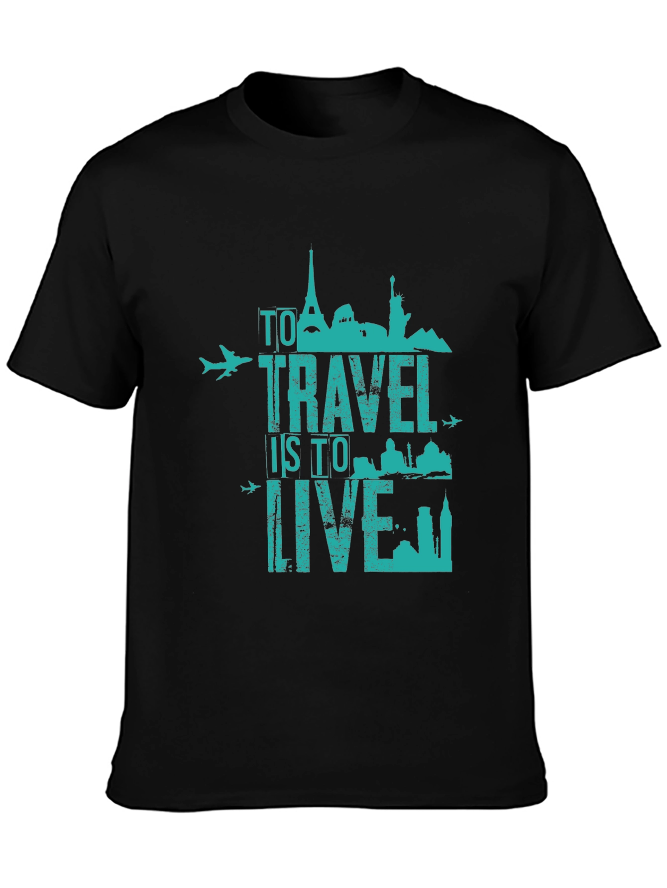 Travel Is To Live Graphic Tee - Black