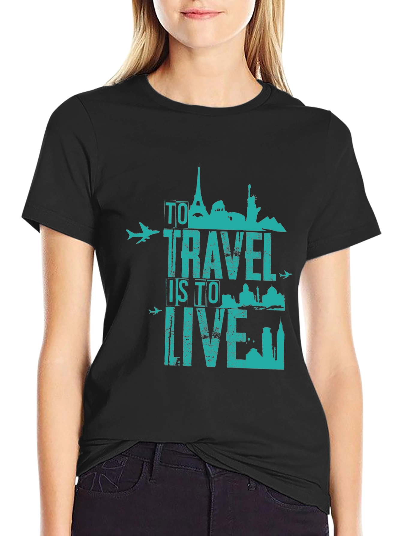 Travel Is To Live Graphic Tee - Black