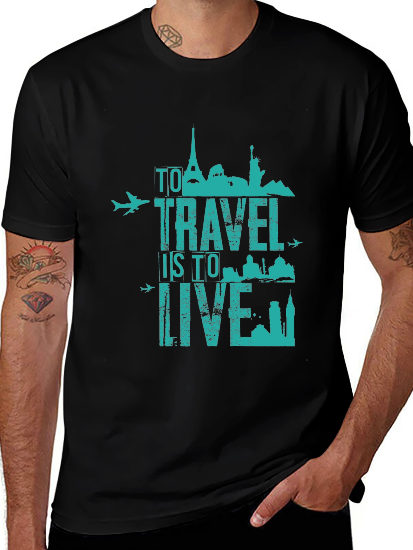 Travel Is To Live Graphic Tee - Black
