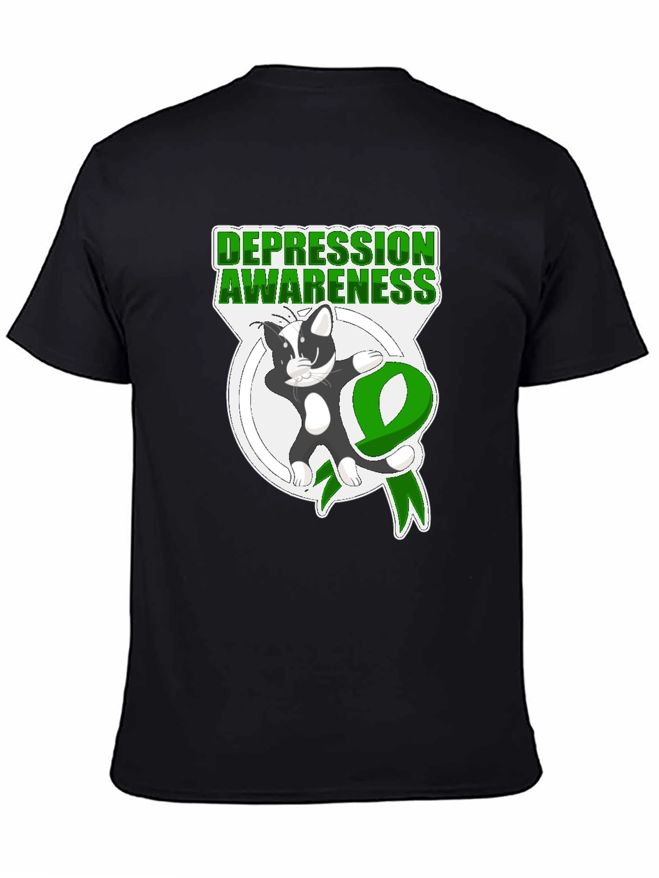 Depression Awareness T-Shirt: Cat Ribbon
