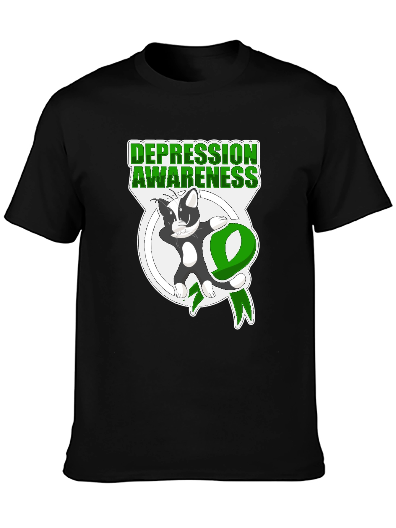 Depression Awareness T-Shirt: Cat Ribbon