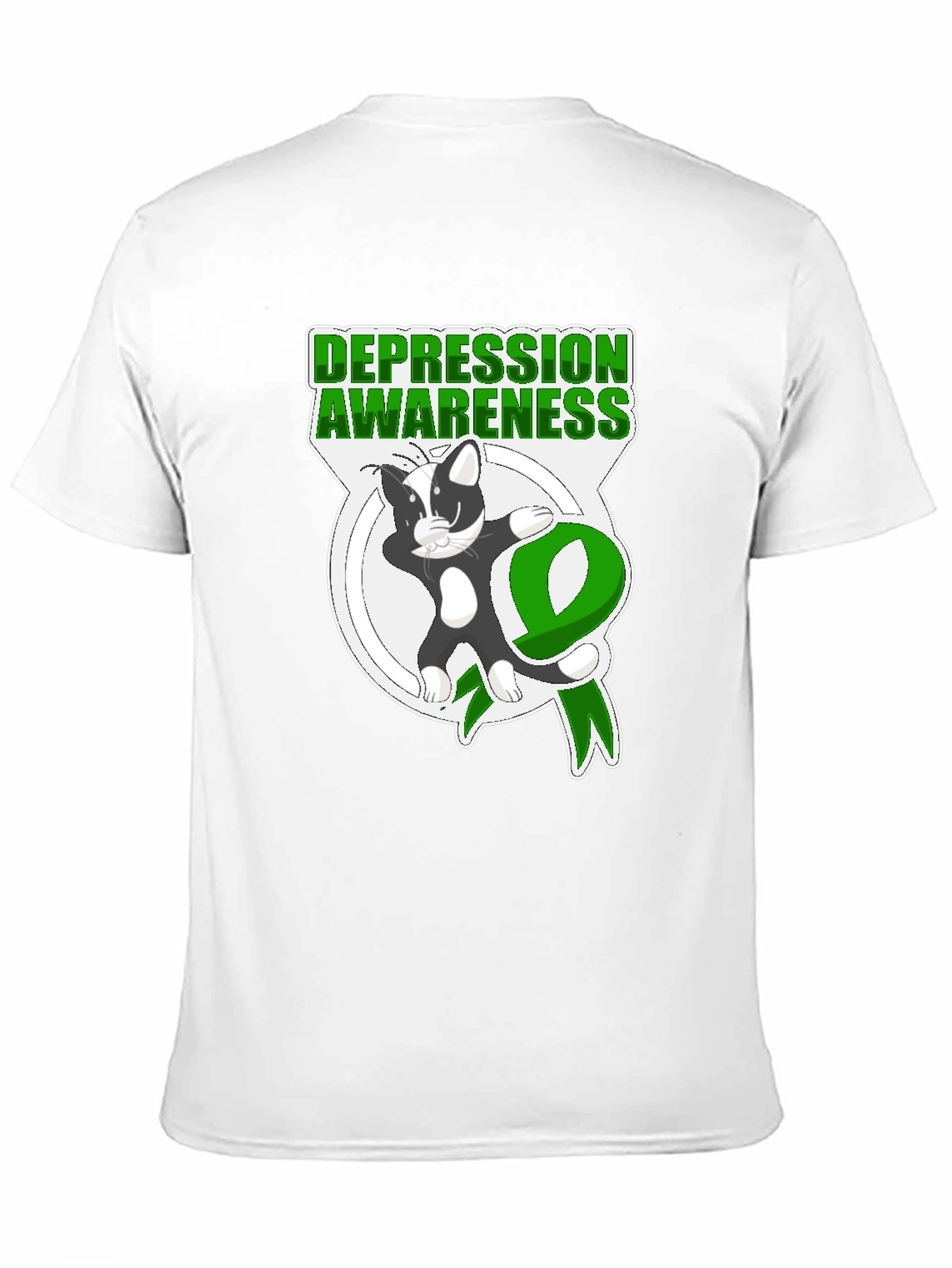 Depression Awareness T-Shirt: Cat Ribbon