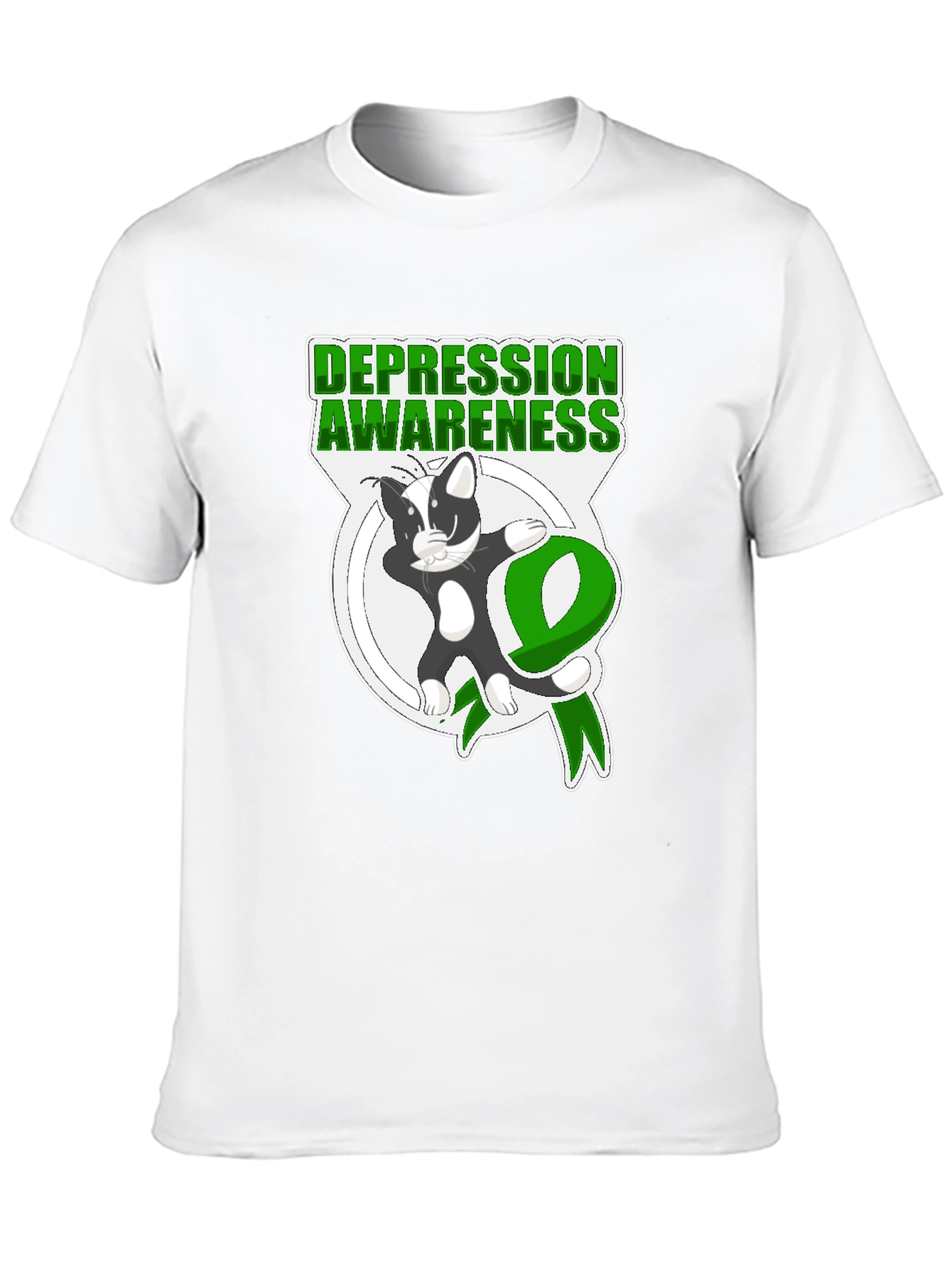 Depression Awareness T-Shirt: Cat Ribbon