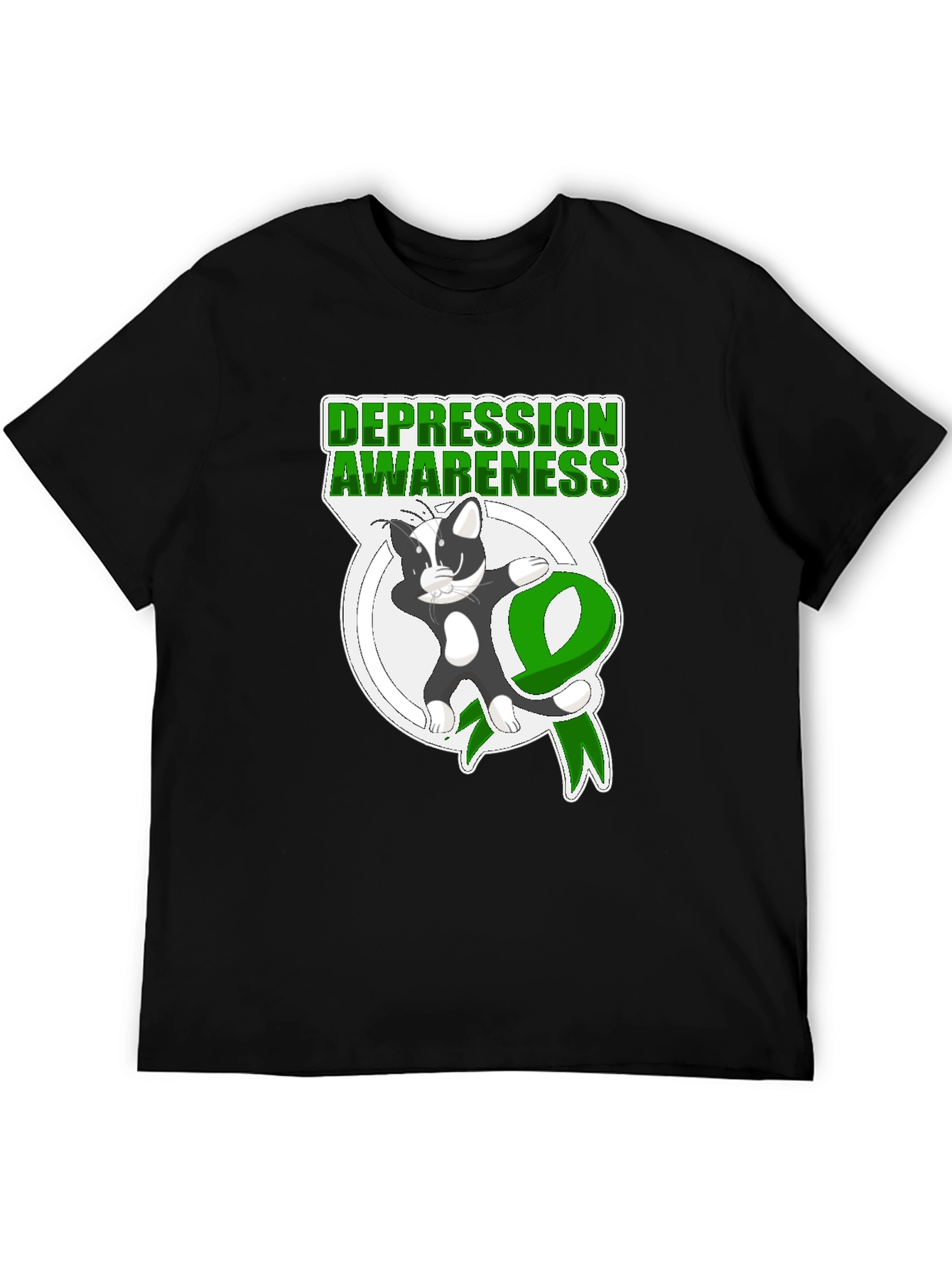Depression Awareness T-Shirt: Cat Ribbon