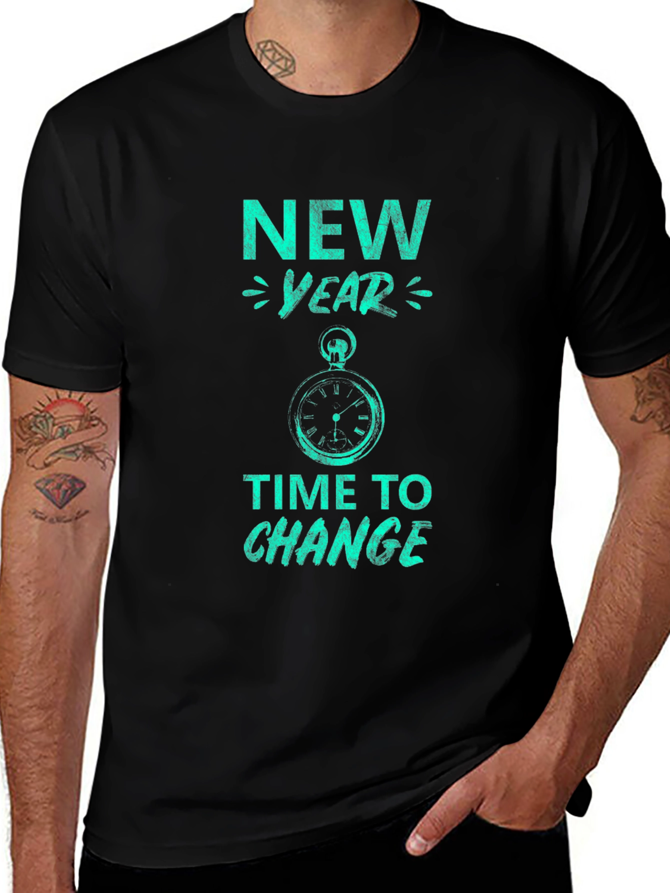 New Year Time to Change Graphic Tee - Black