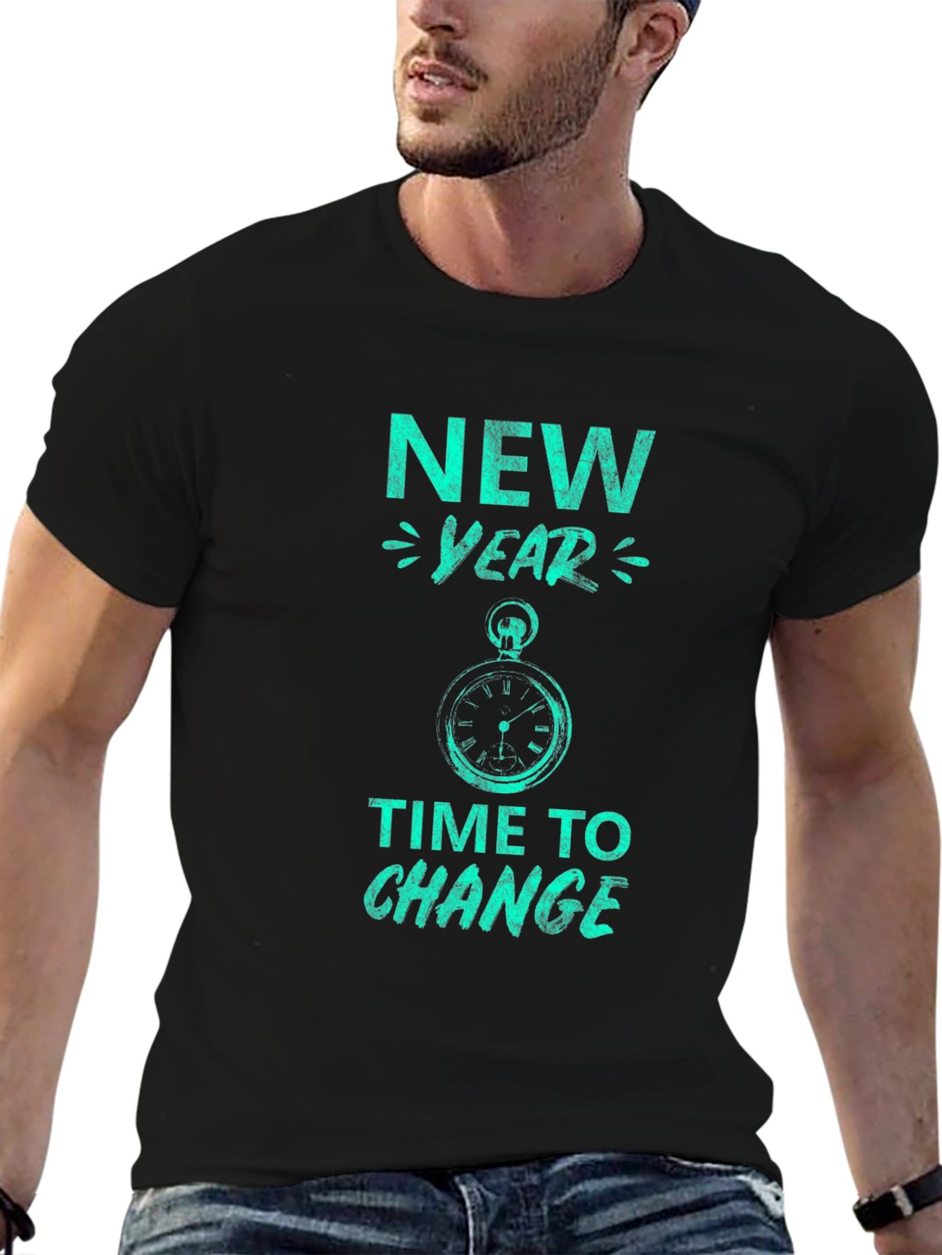 New Year Time to Change Graphic Tee - Black