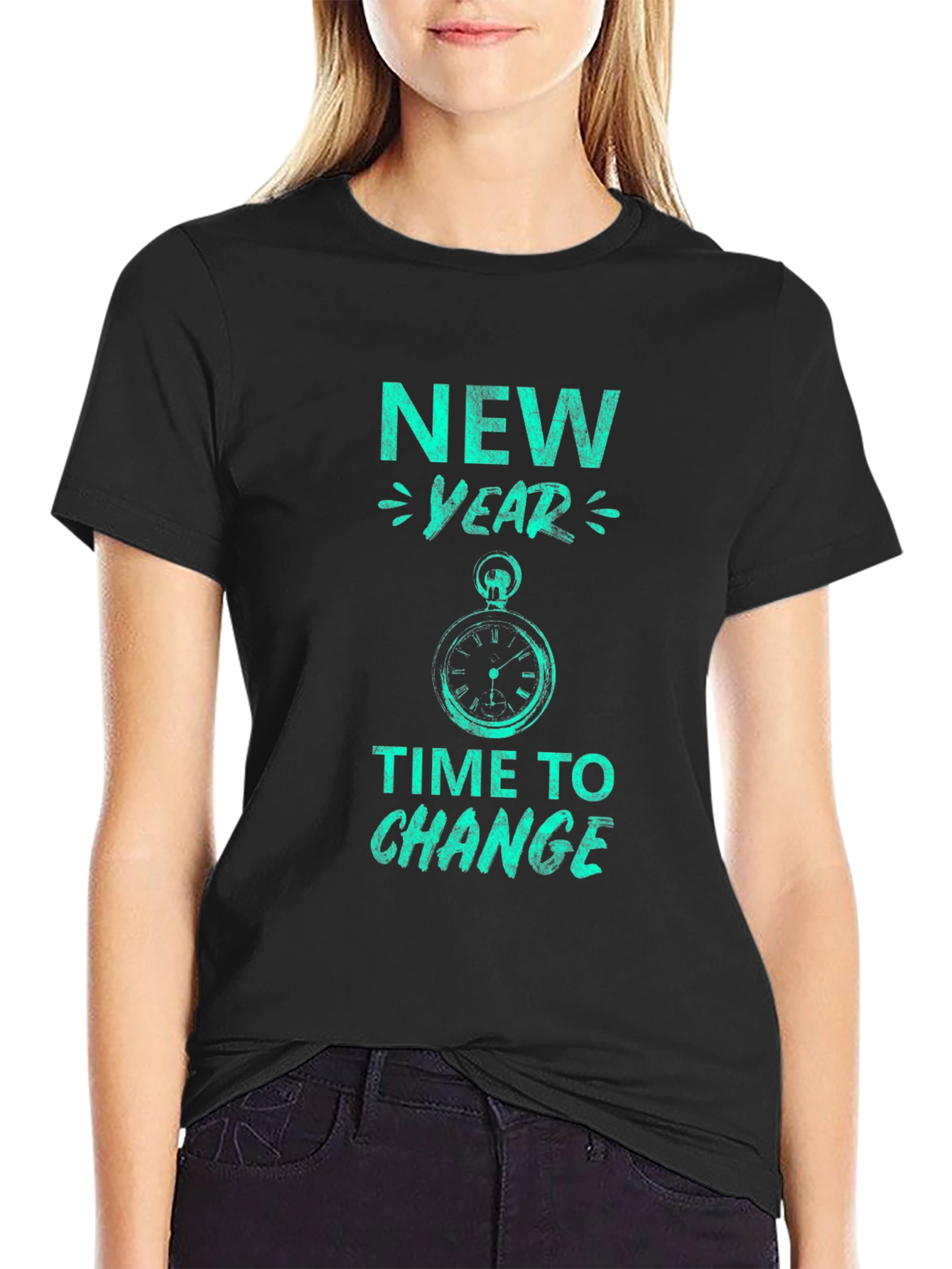 New Year Time to Change Graphic Tee - Black