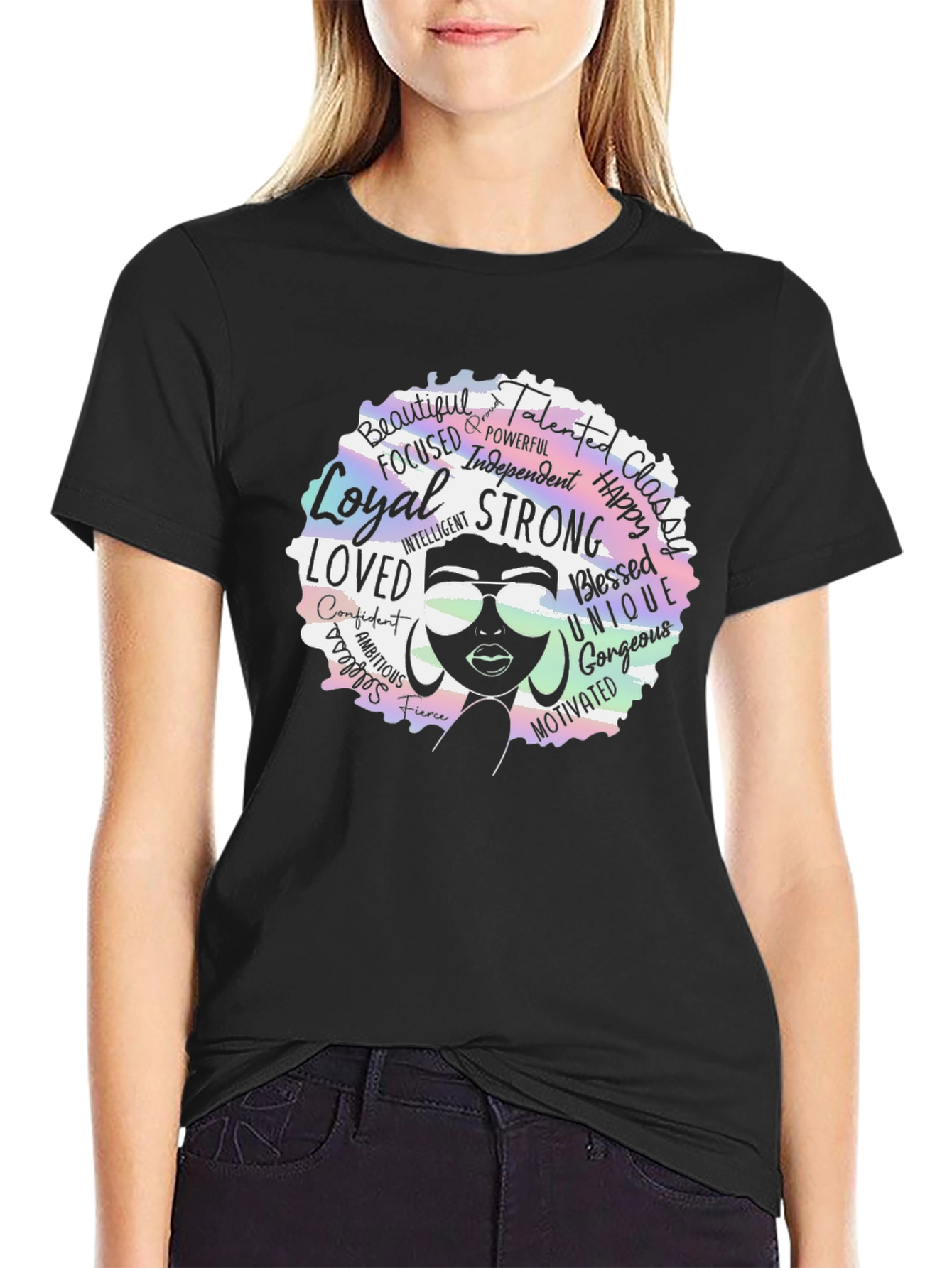 Empowered Afro Woman Black T-Shirt