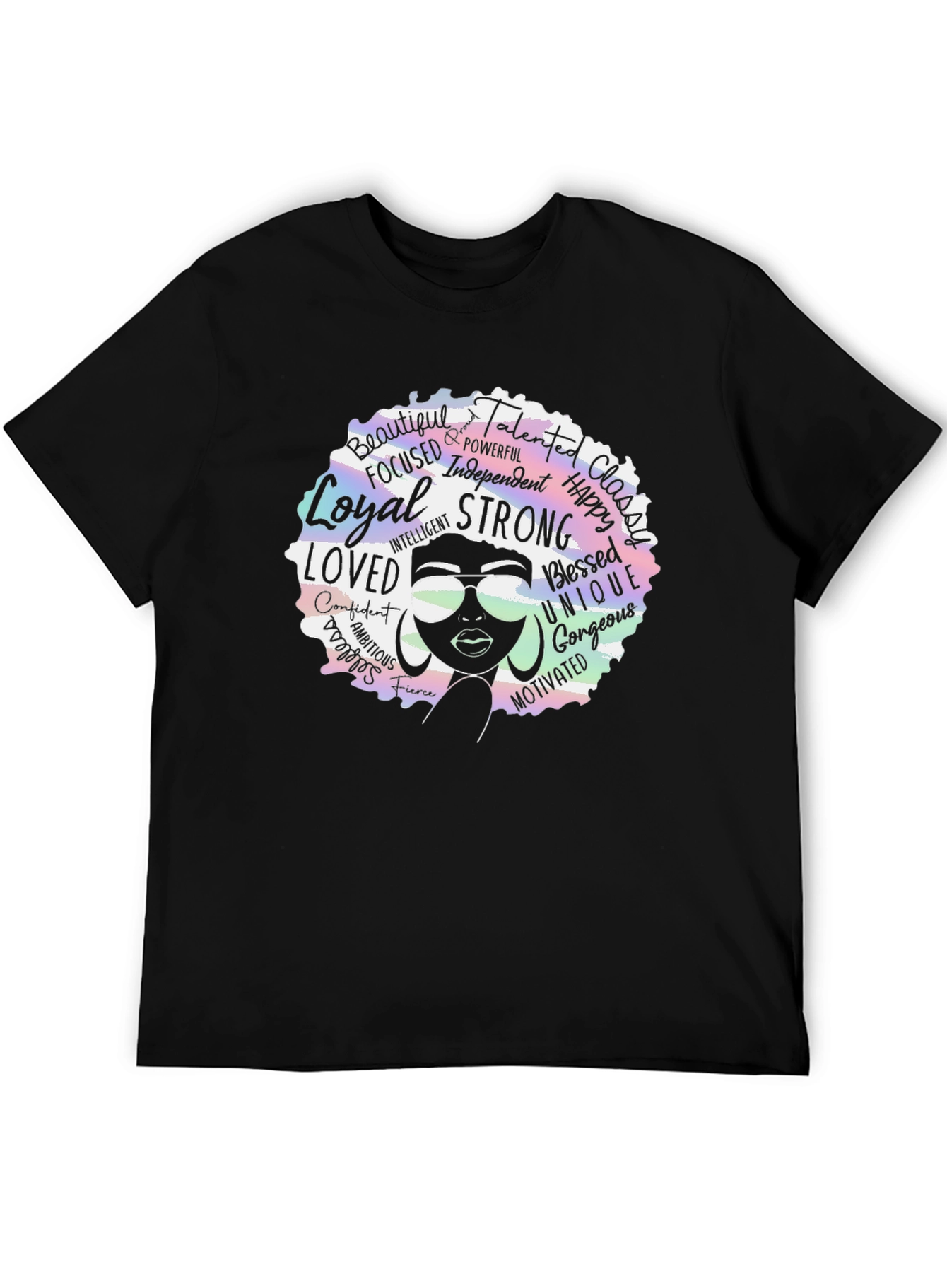 Empowered Afro Woman Black T-Shirt
