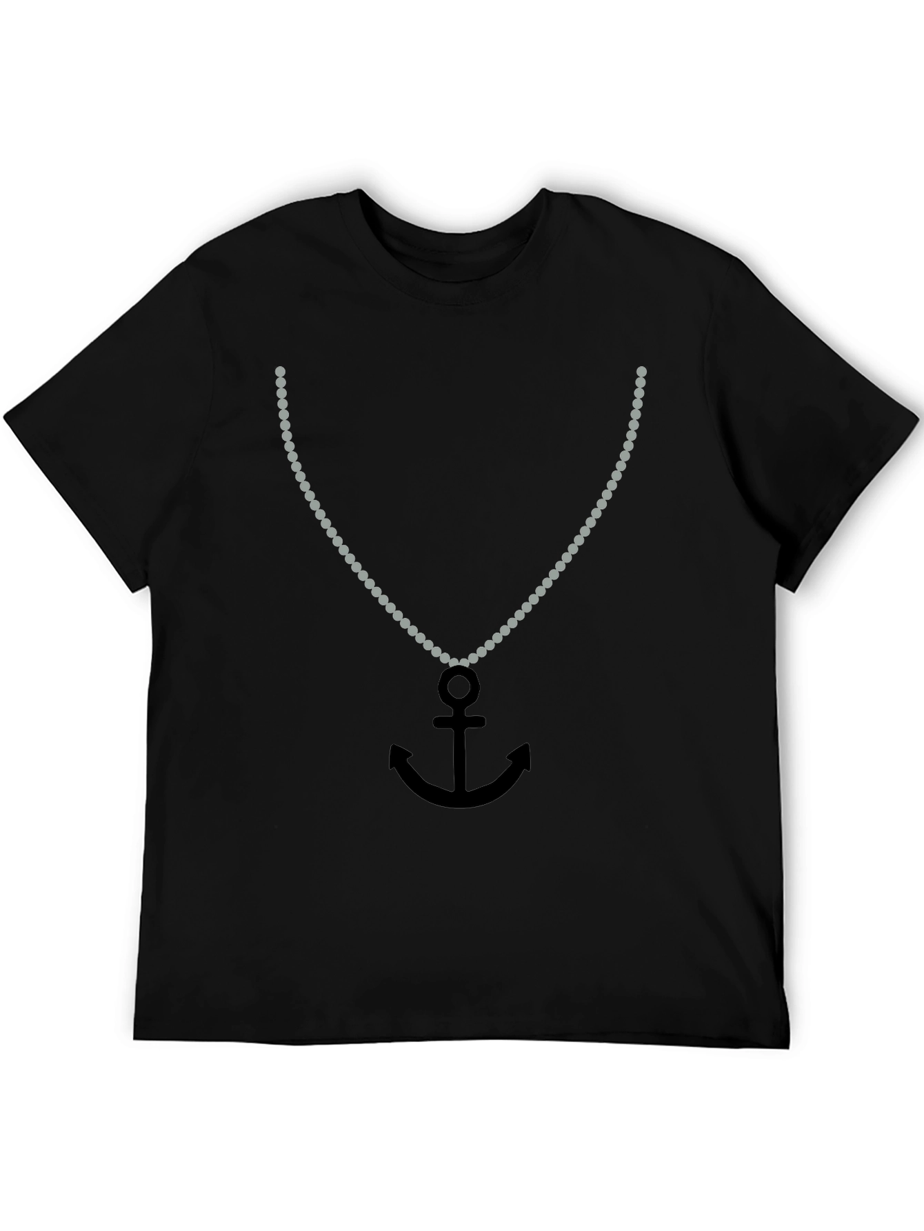 Anchor Necklace Graphic T-Shirt - Black
