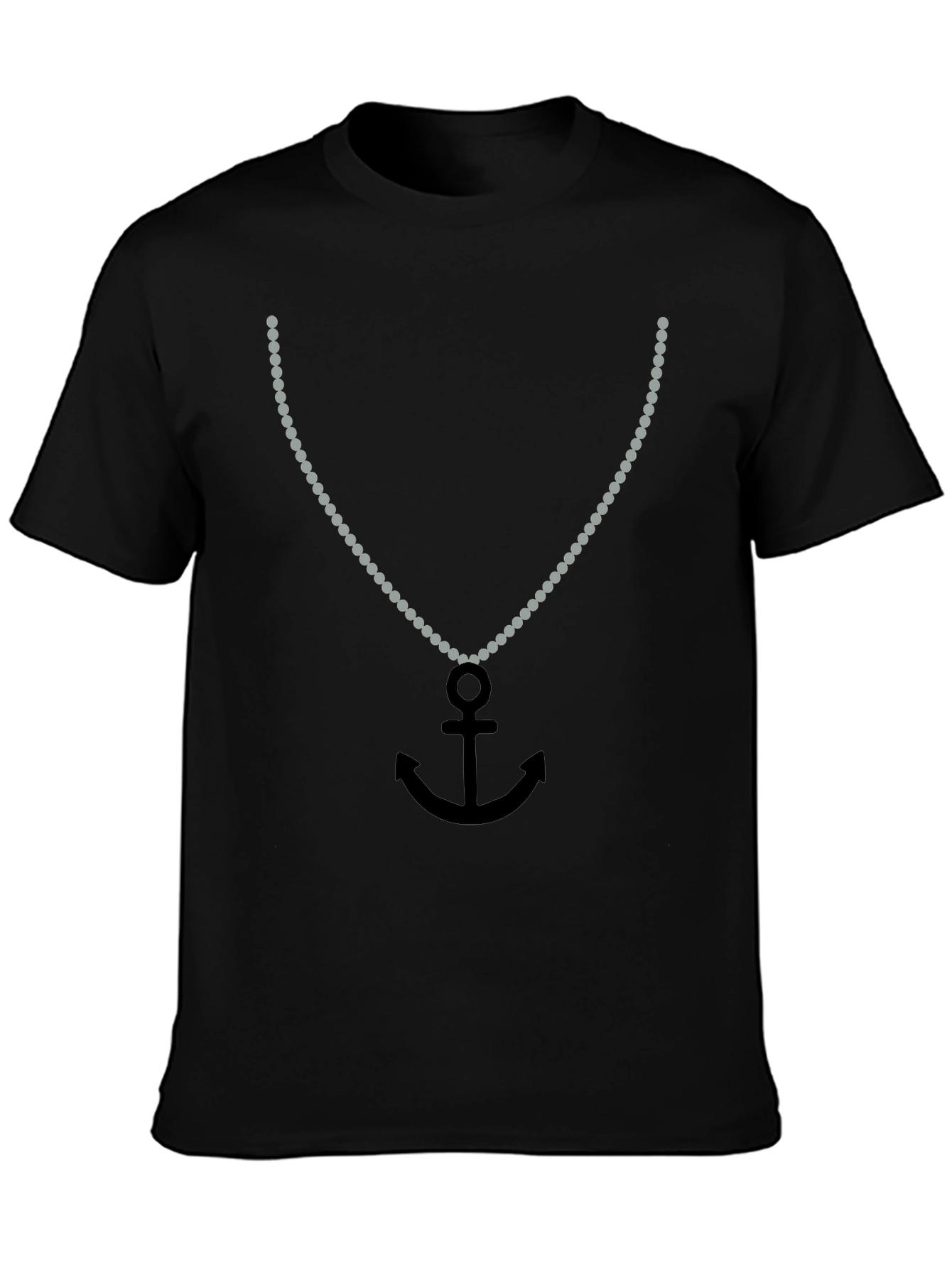 Anchor Necklace Graphic T-Shirt - Black