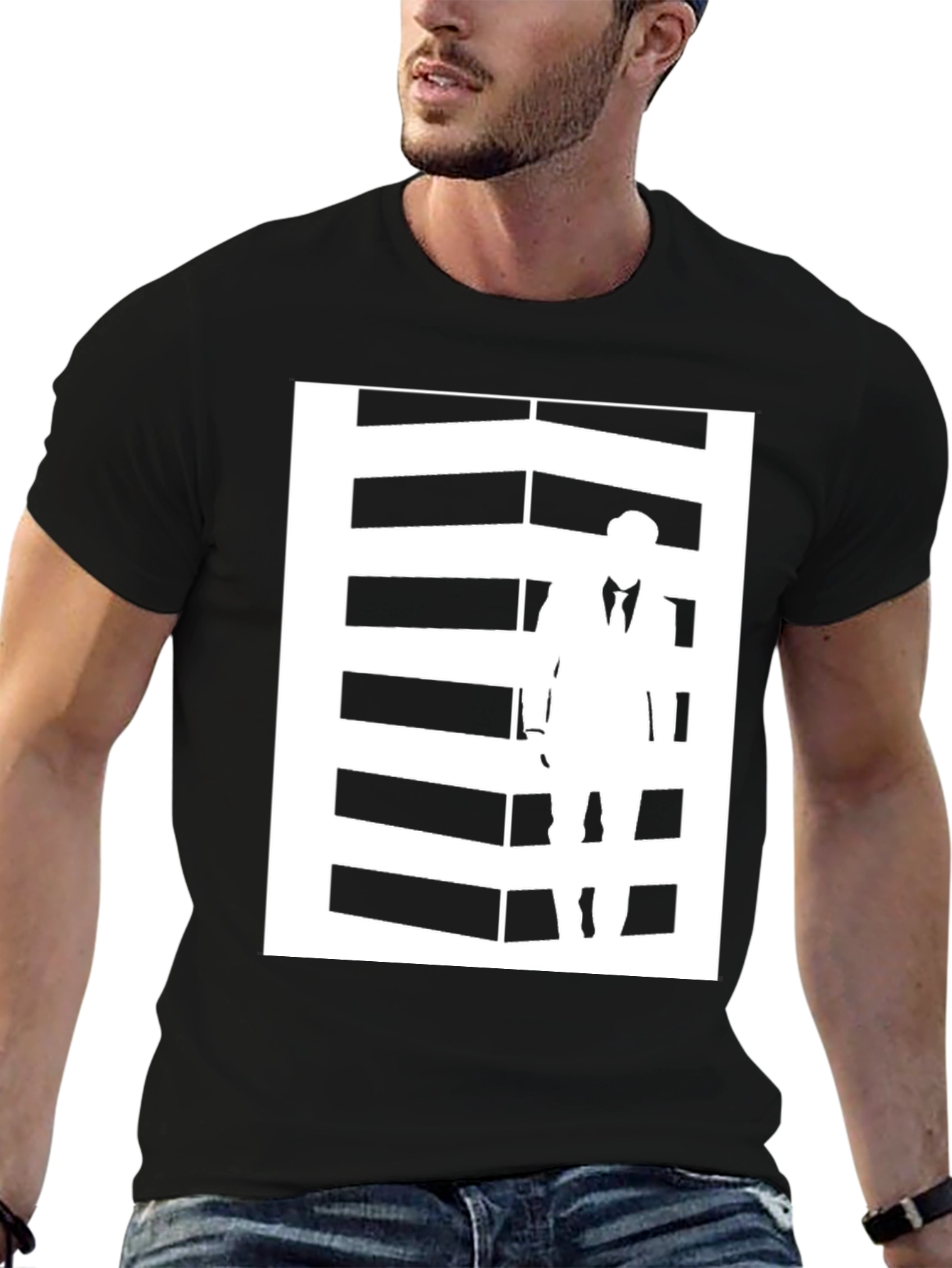 Graphic Tee: Silhouette Man Black T-Shirt