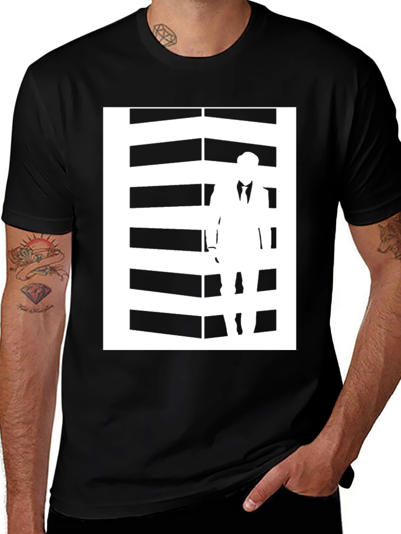 Graphic Tee: Silhouette Man Black T-Shirt