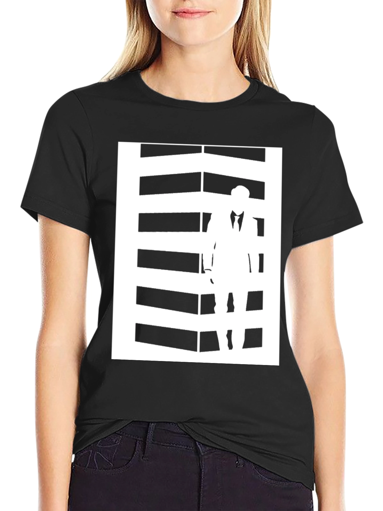 Graphic Tee: Silhouette Man Black T-Shirt