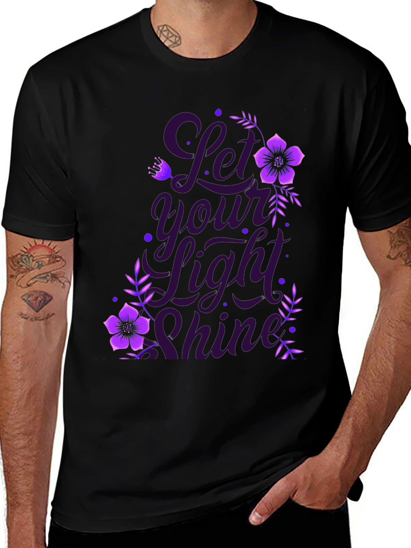 Let Your Light Shine Black Graphic T-Shirt
