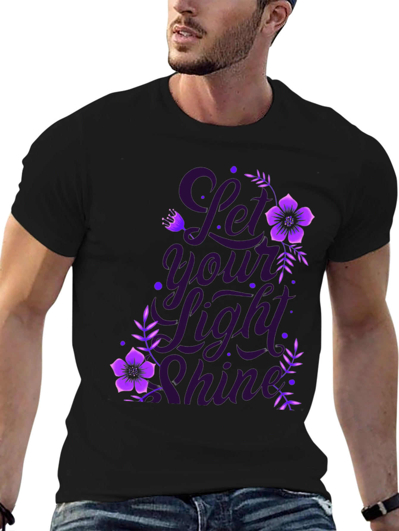 Let Your Light Shine Black Graphic T-Shirt