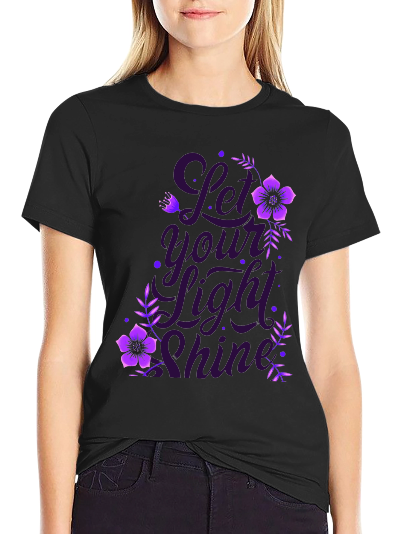 Let Your Light Shine Black Graphic T-Shirt