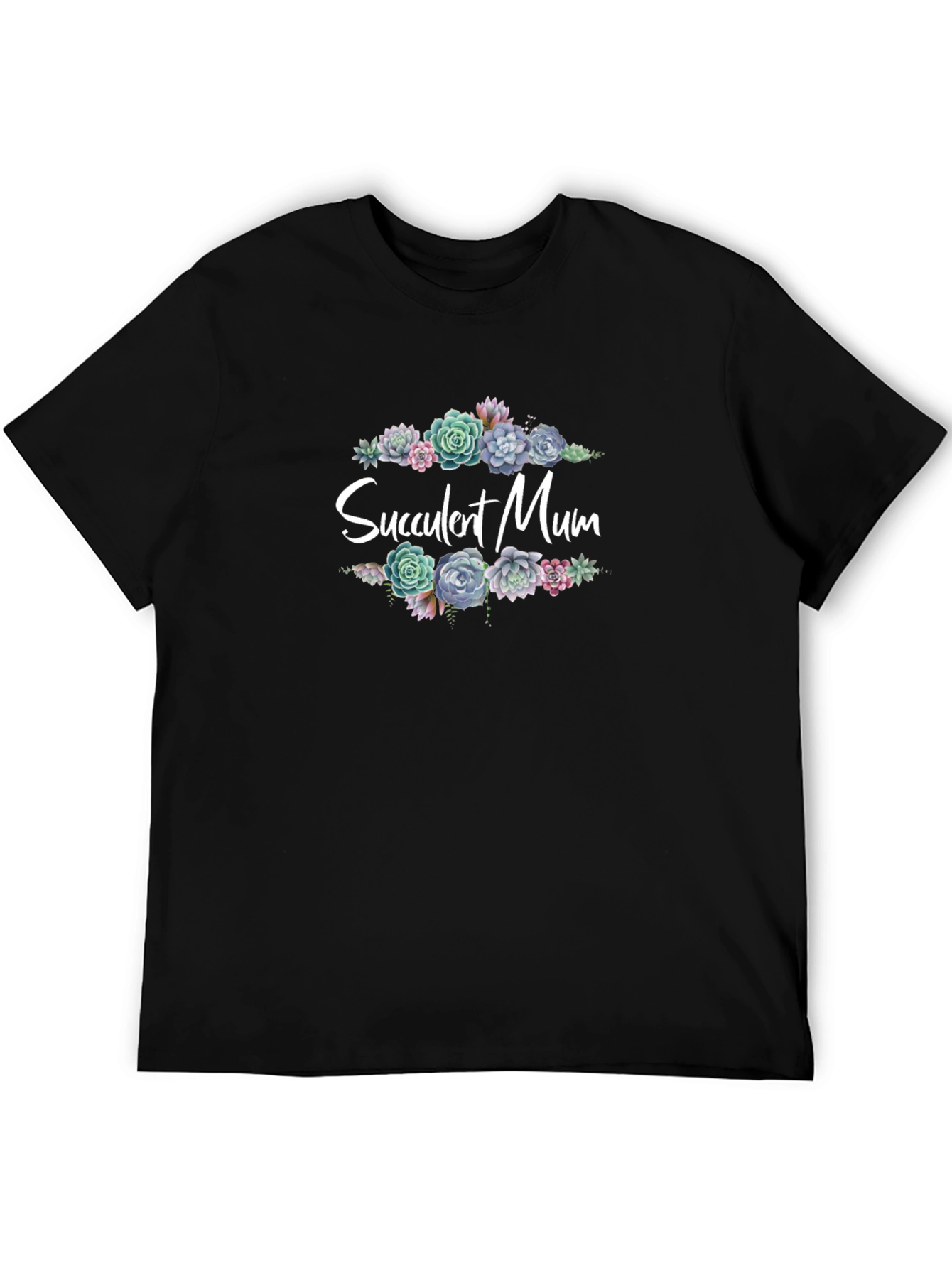 Succulent Mum Black T-Shirt - Stylish Floral Design