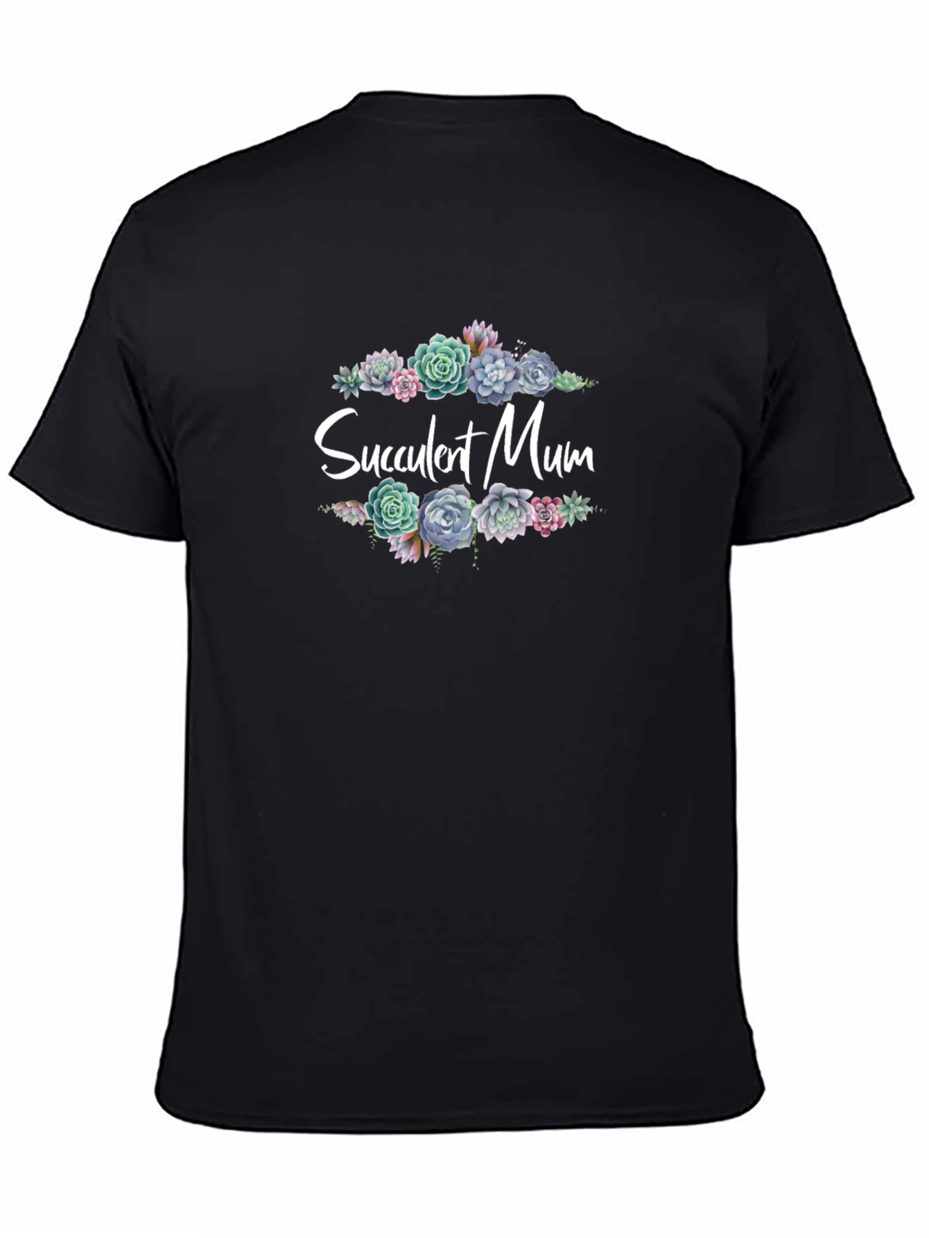 Succulent Mum Black T-Shirt - Stylish Floral Design