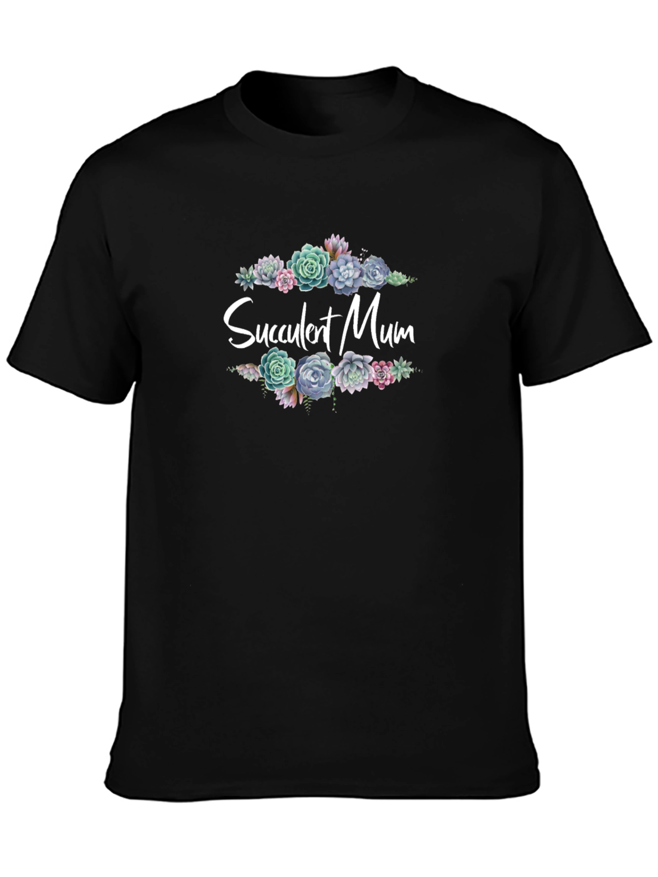 Succulent Mum Black T-Shirt - Stylish Floral Design