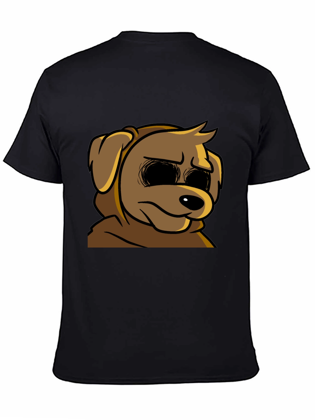 Cartoon Dog Graphic T-Shirt - Soft Black Tee