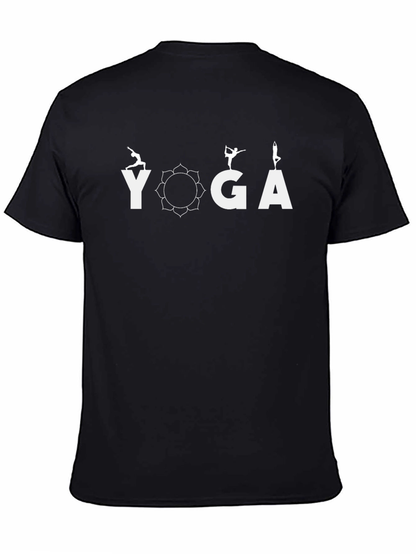Yoga Pose T-Shirt - Black Cotton Blend Meditative Design